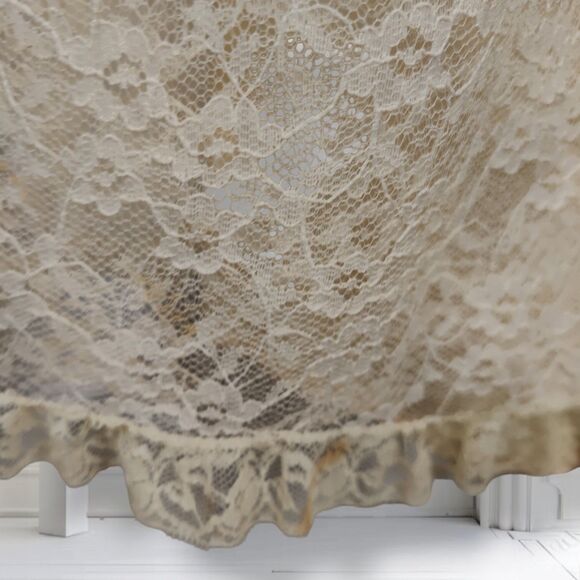 Vintage 70s Lace Puff Sleeve Midi Dress Size 4 Boho Wedding Cocktail - Picture 13 of 14